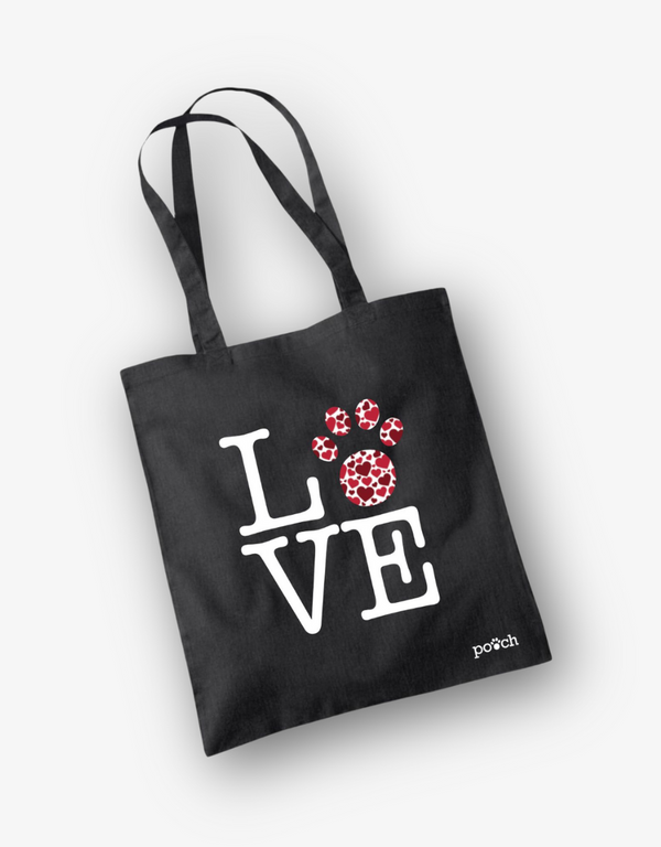 Love Dog Paw Print Shopping Tote Bag