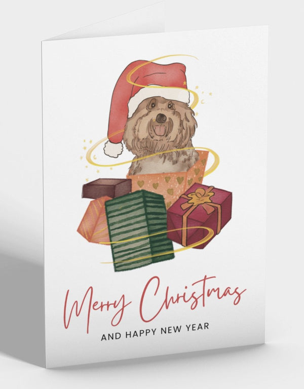 Cockapoo and Presents Christmas Greetings Card - Pooch-