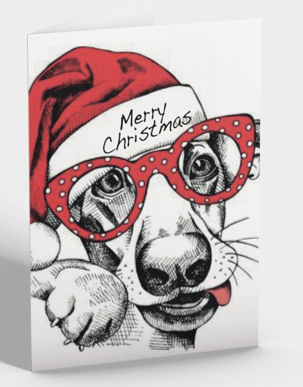 Dog With Glasses Christmas Greetings Card - Pooch-