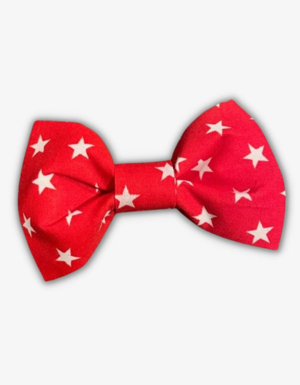 Red With White Star Christmas Dog Bow Tie - Pooch-